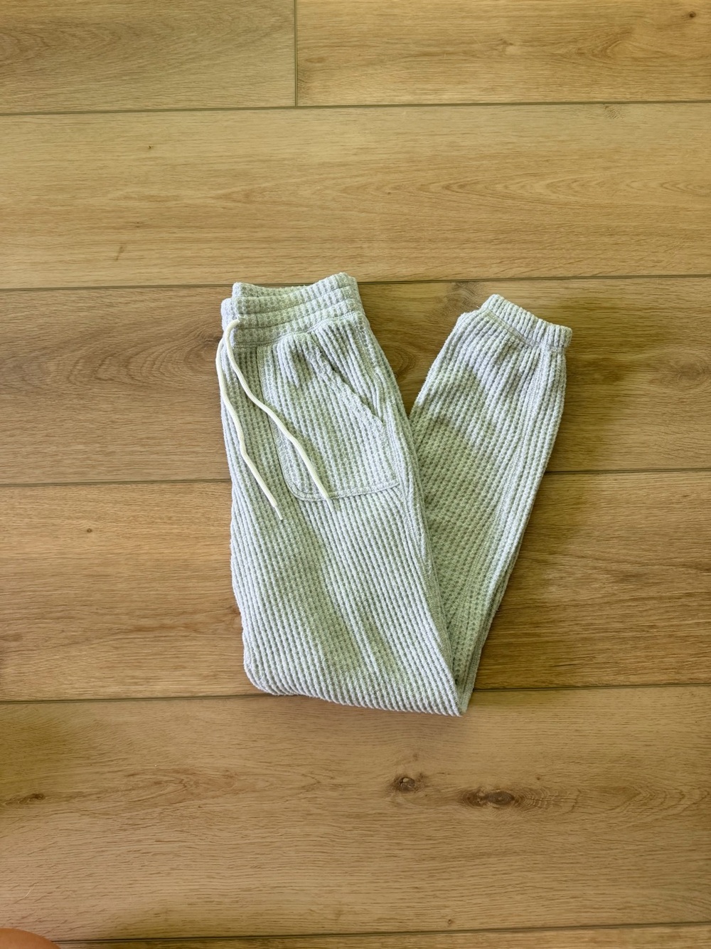 Waffle textured Cozy Ribbed Joggers - Light Gray